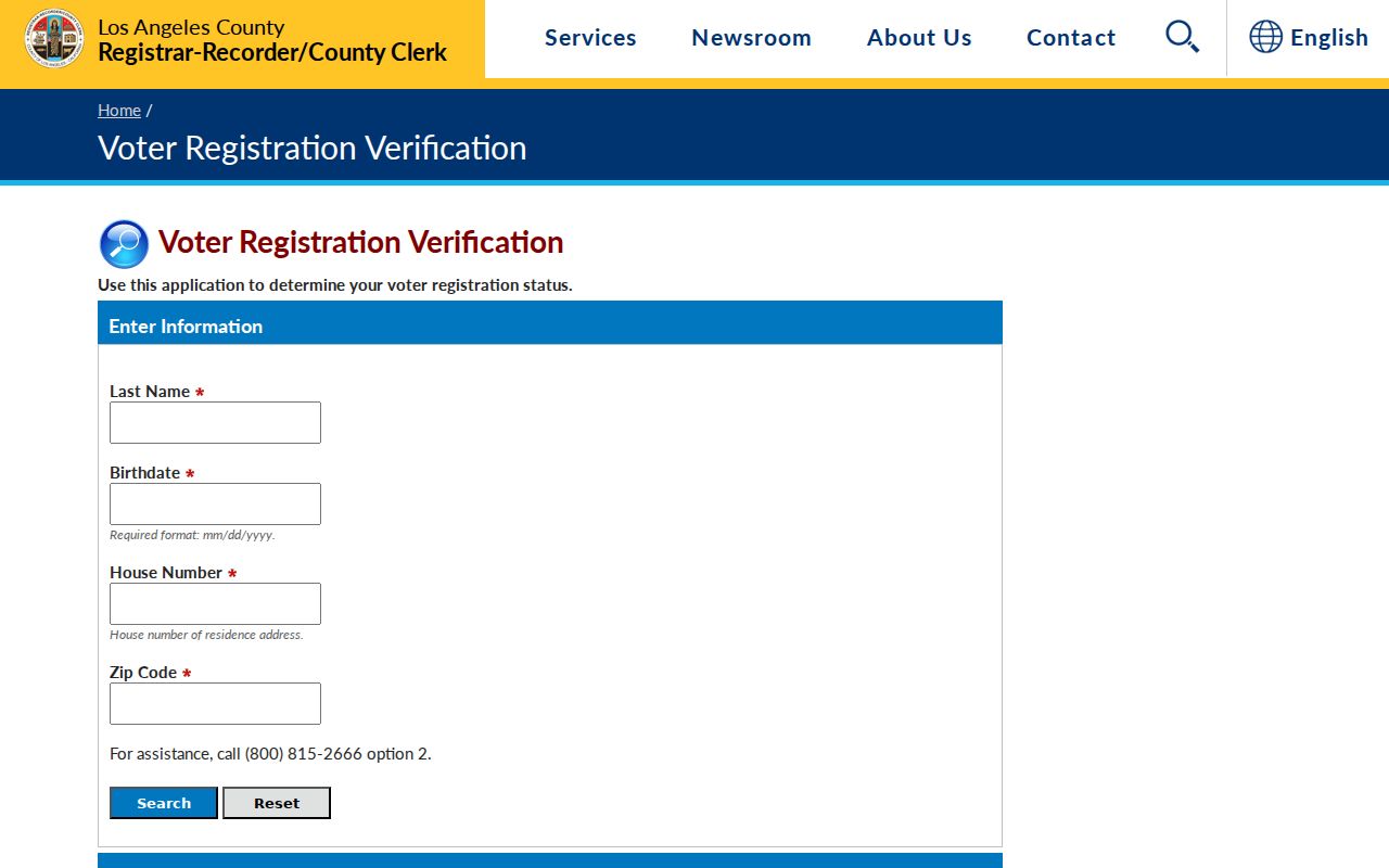 San Fernando voter registration verification form from Los Angeles County