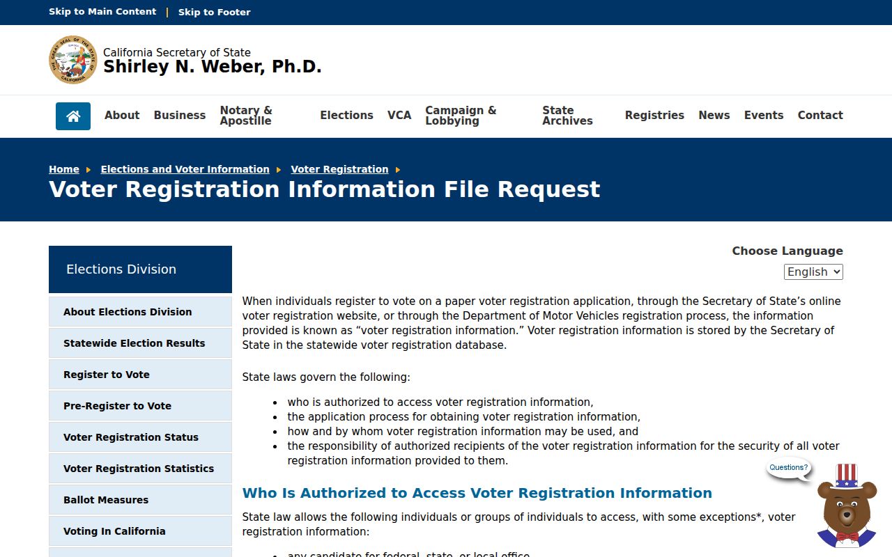 California request rules for San Fernando voter registration files
